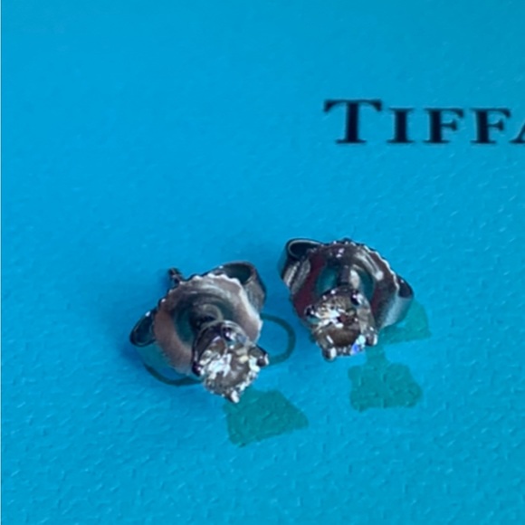 Tiffany & Co Solitaire Diamond Stud Earrings - Picture 5 of 14